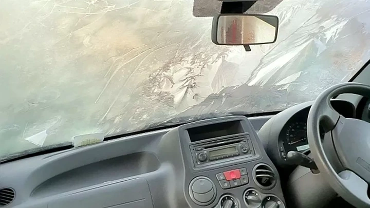 A frozen car windscreen